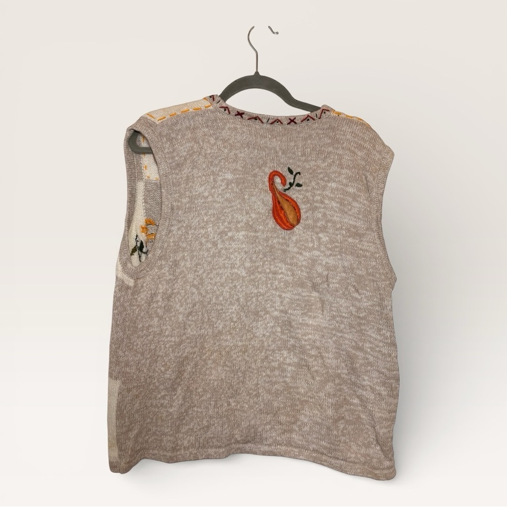 Vintage Bobbie Brooks Fall Harvest Thanksgiving Sweater Vest Cottagecore 22W/24W - Picture 3 of 10